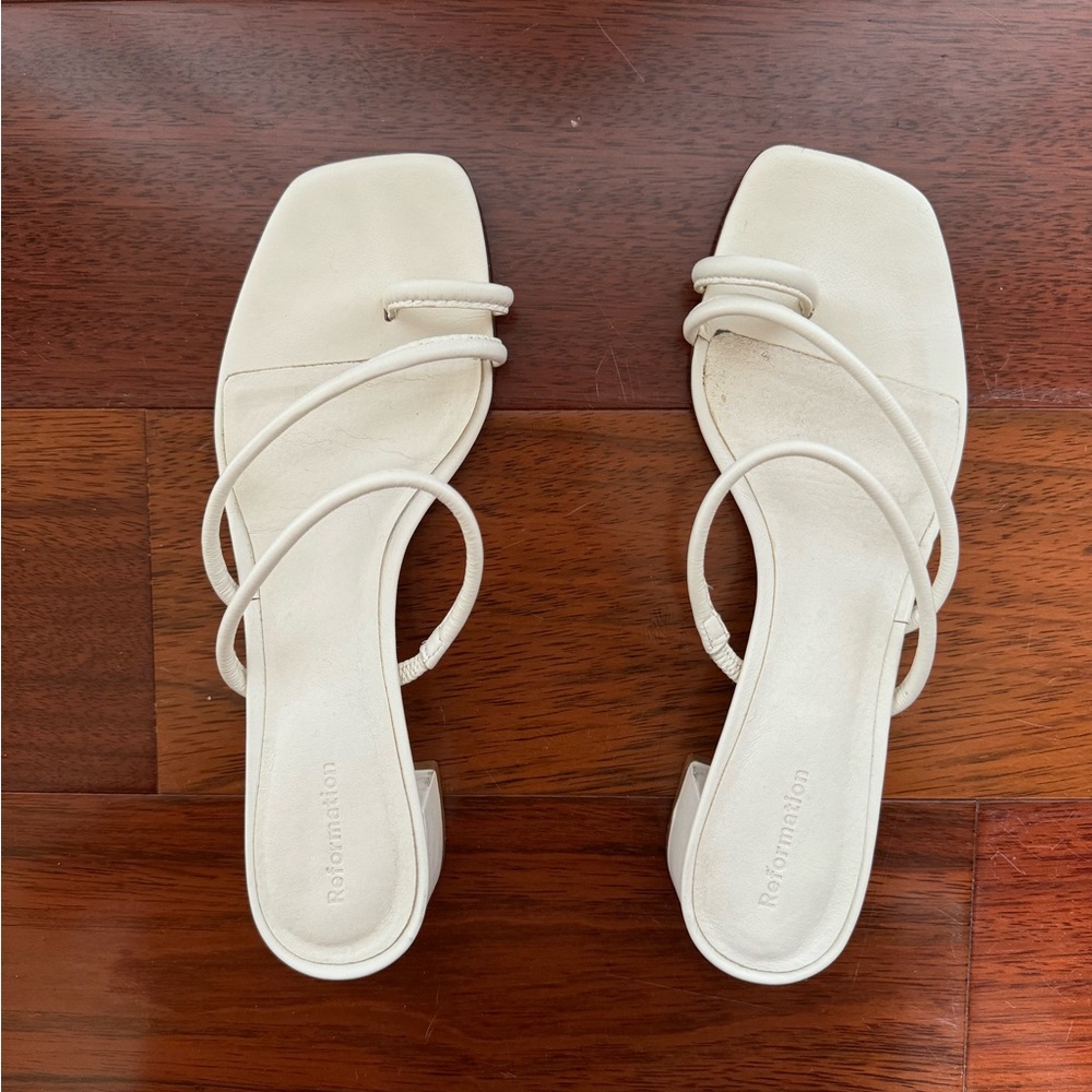 Reformation meena toe ring block white sandal